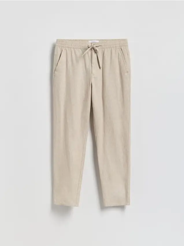Pantaloni carrot in misto lino - beige