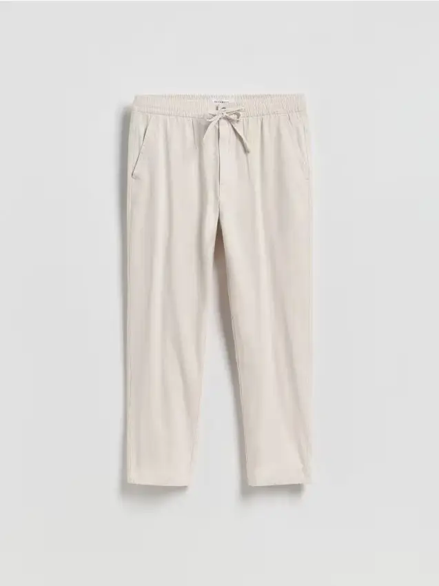 Pantaloni carrot in misto lino - grigio chiaro