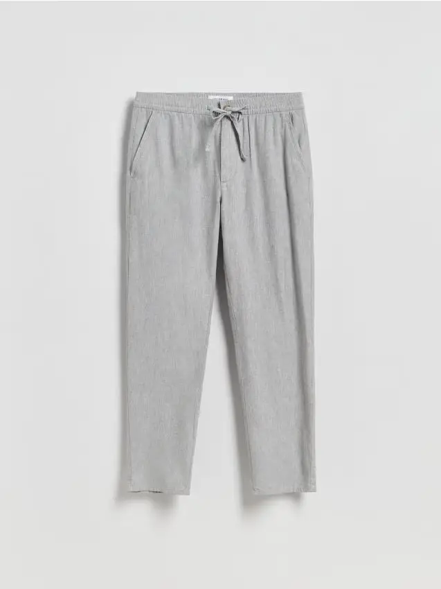 Pantaloni carrot in misto lino - grigio scuro