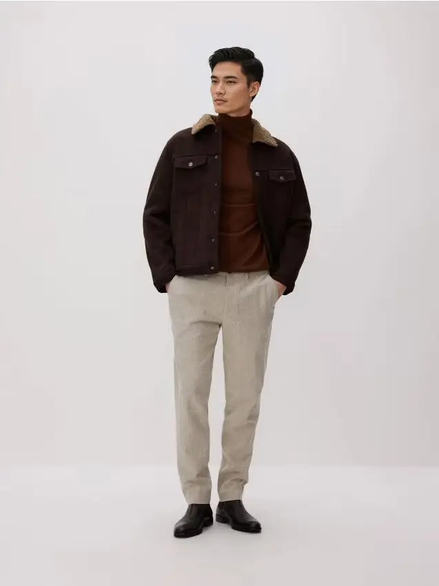 Pantaloni chino con pince - beige