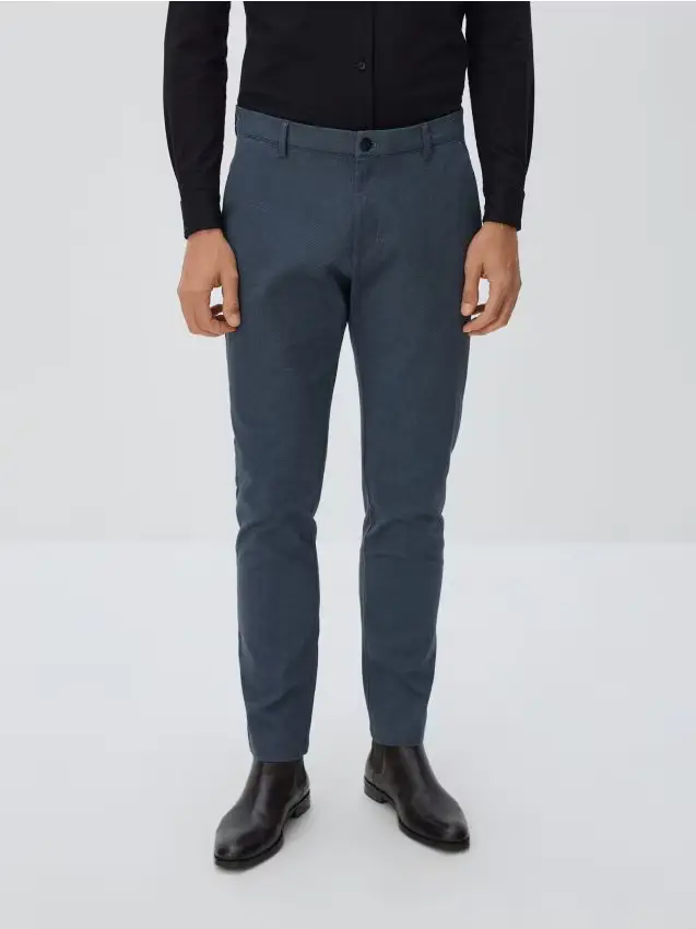 Pantaloni chino con pince - blu scuro