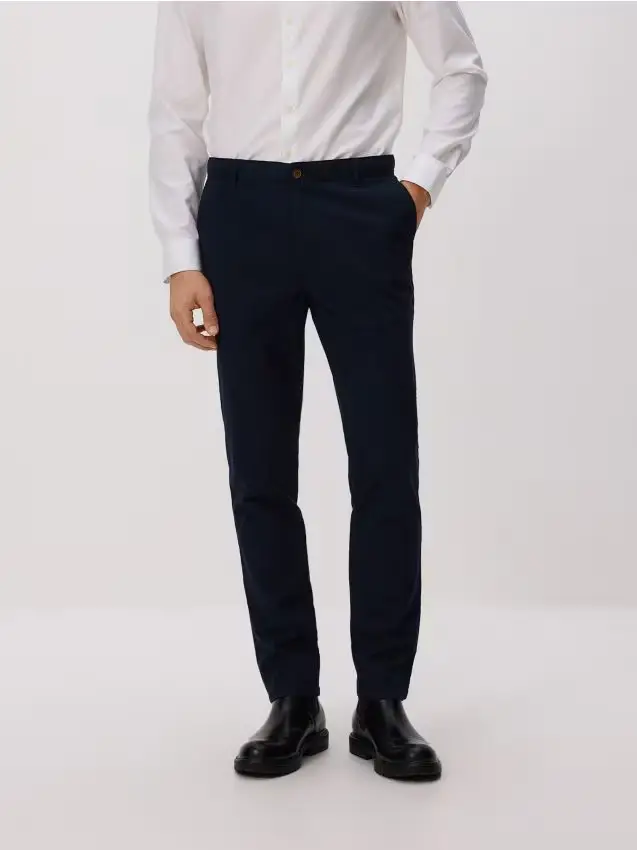 Pantaloni chino con pince - blu scuro