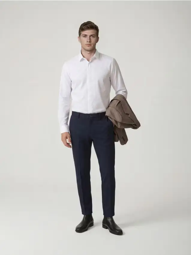 Pantaloni chino con pince - blu scuro