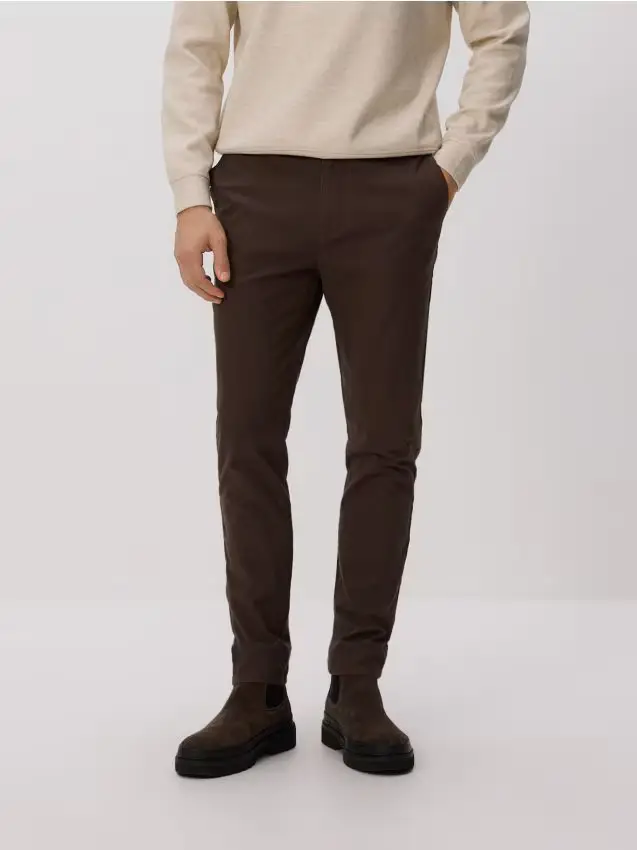 Pantaloni chino con pince - marrone scuro