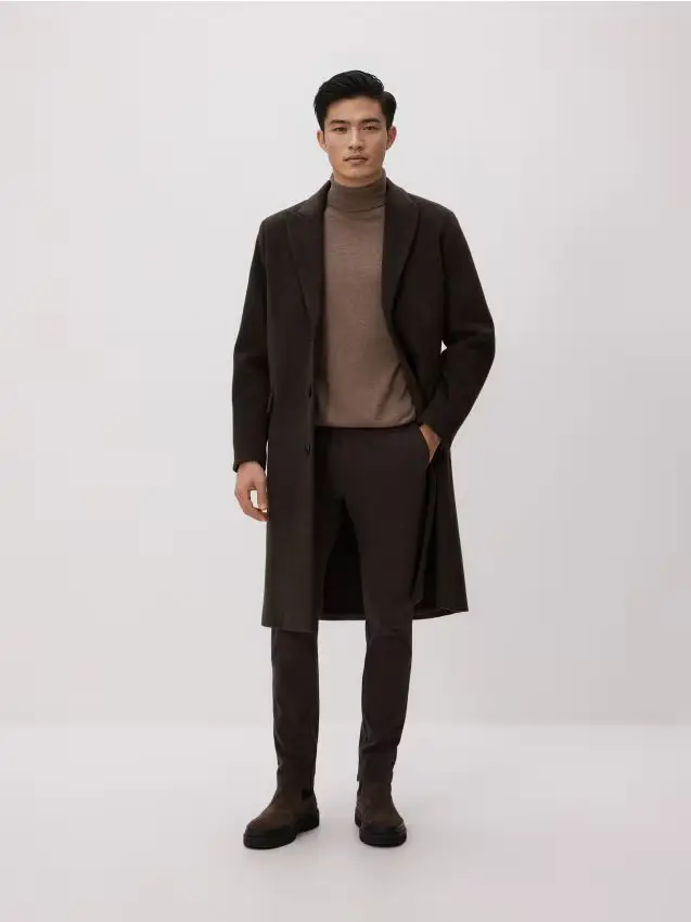 Pantaloni chino con pince - marrone scuro