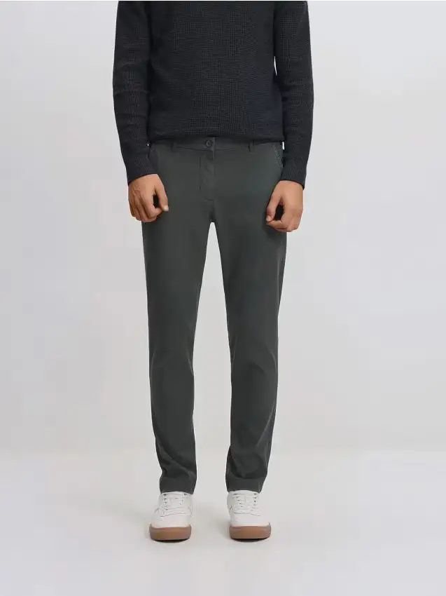 Pantaloni chino con pince - verde acciaio