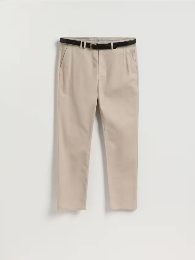 Pantaloni chino slim con cintura - beige