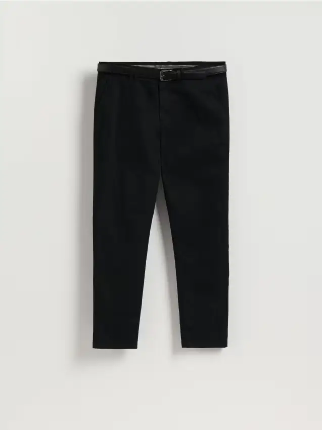 Pantaloni chino slim con cintura - nero