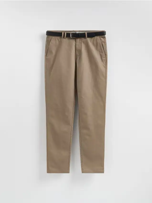 Pantaloni chino slim con cintura - verde polveroso