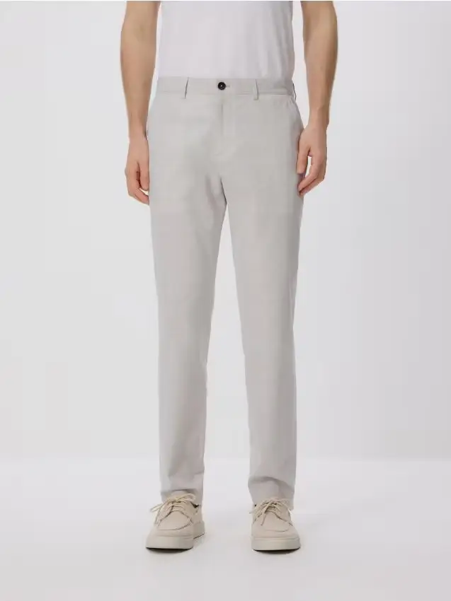 Pantaloni chino slim con lino - grigio chiaro