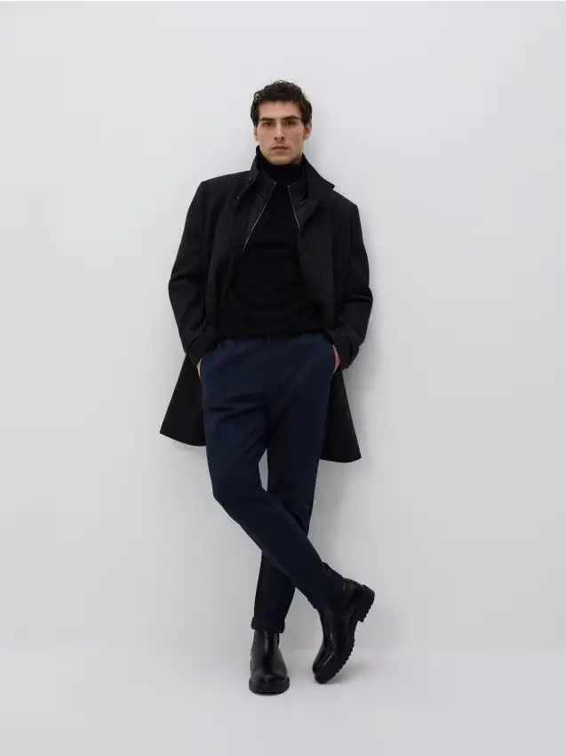 Pantaloni chino slim con piega stirata - blu scuro