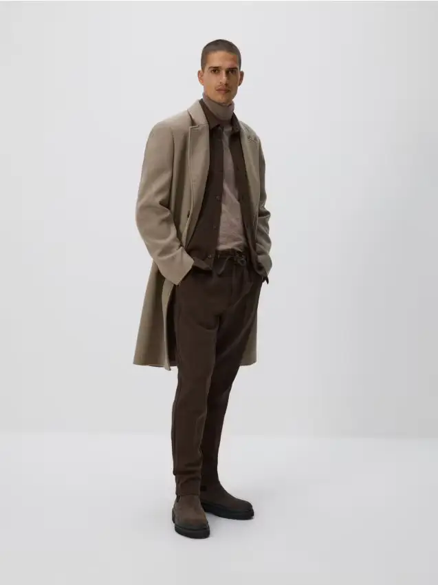 Pantaloni chino slim con piega stirata - marrone