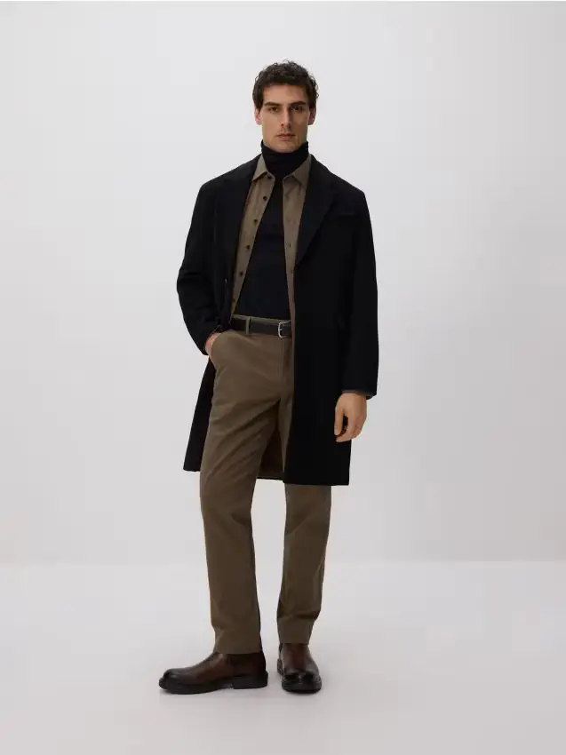 Pantaloni chino slim con vita regolabile - verde scuro