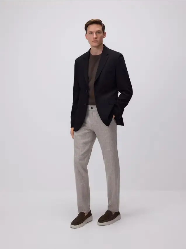 Pantaloni chino slim in misto viscosa - beige