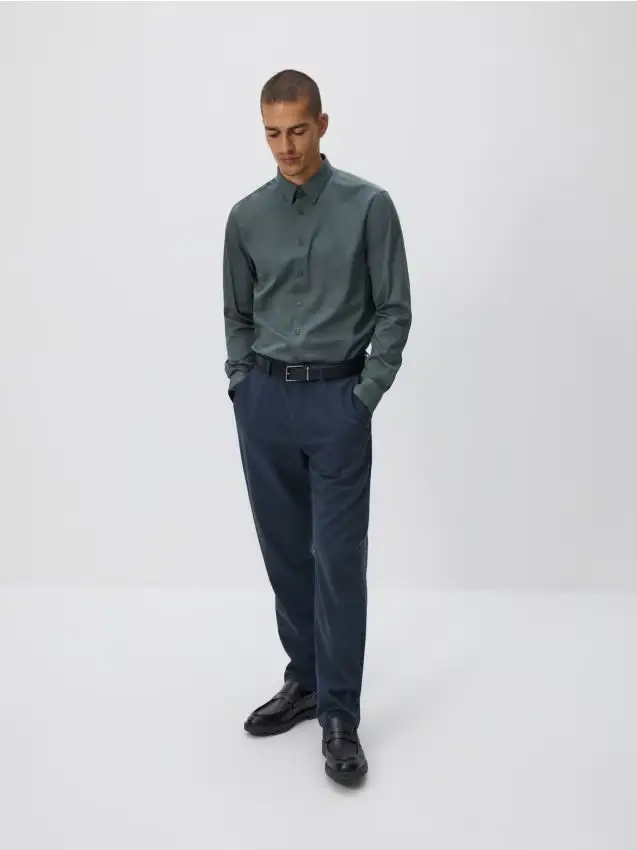 Pantaloni chino slim in misto viscosa - blu scuro