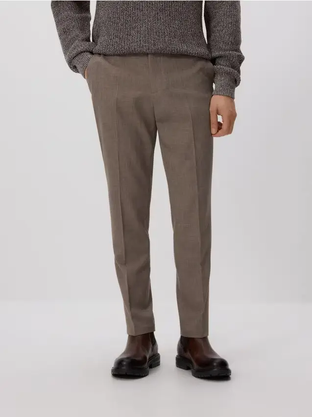 Pantaloni chino slim in misto viscosa - caffè