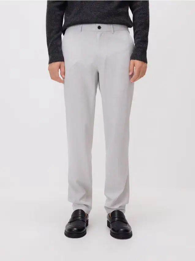 Pantaloni chino slim in misto viscosa - grigio chiaro