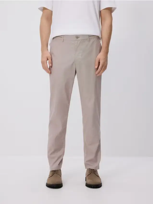 Pantaloni chino slim tinta unita - beige