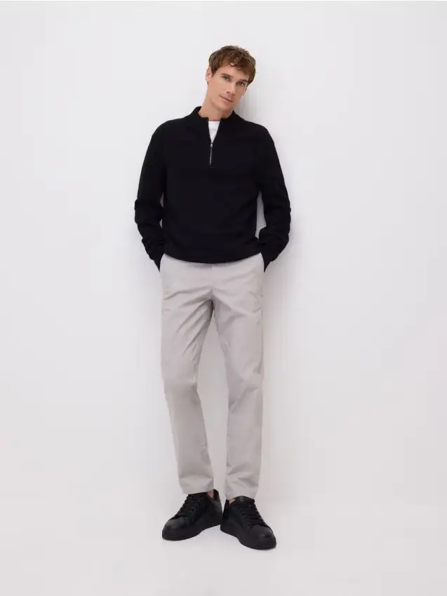 Pantaloni chino slim tinta unita - grigio