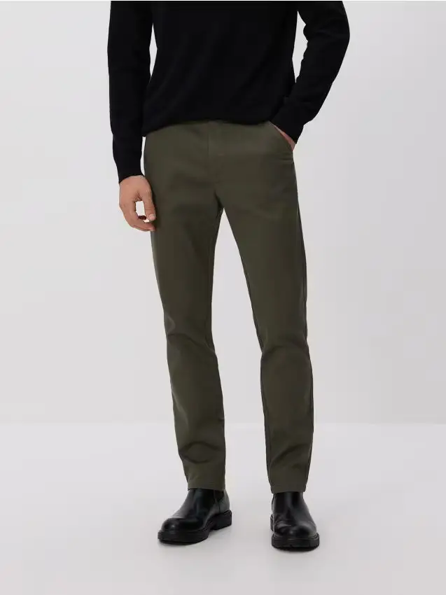 Pantaloni chino slim - verde polveroso