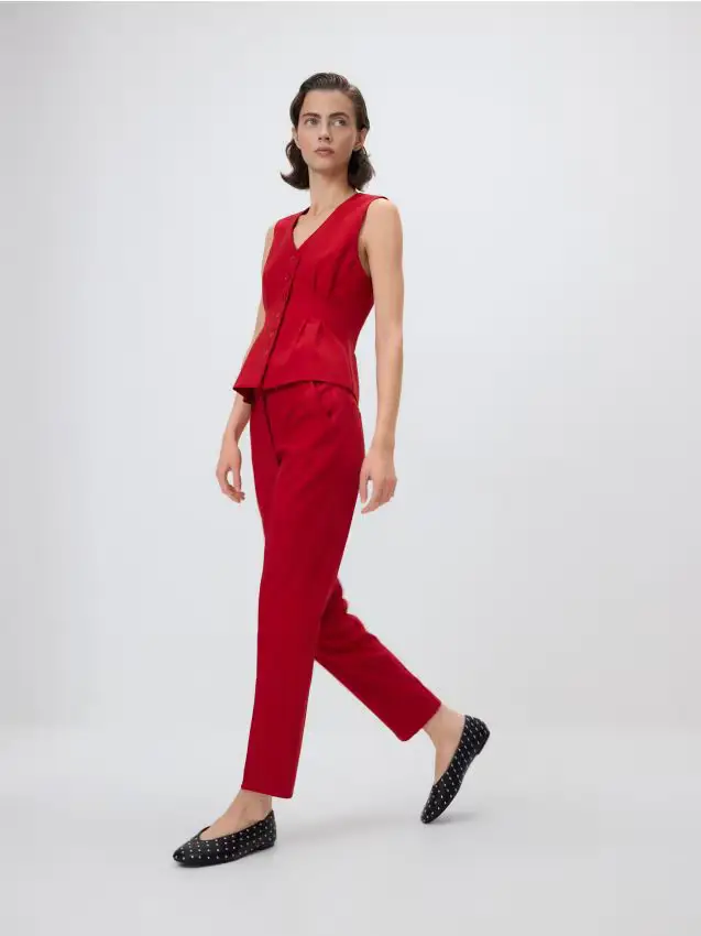 Pantaloni cigarette con aggiunta di viscosa - rosso