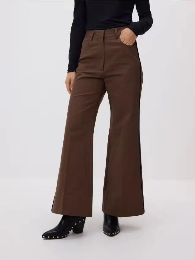 Pantaloni con banda laterale - marrone polveroso