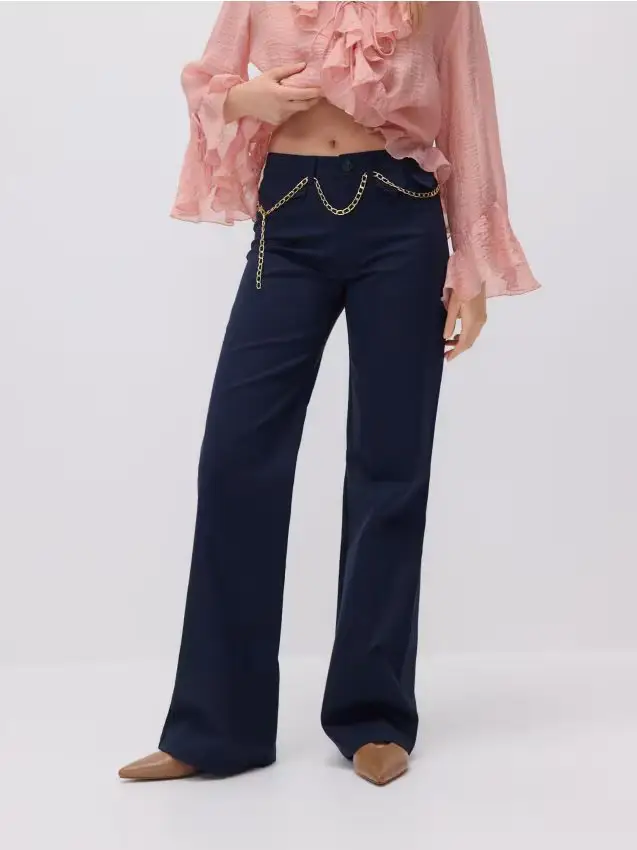 Pantaloni con catena - blu scuro