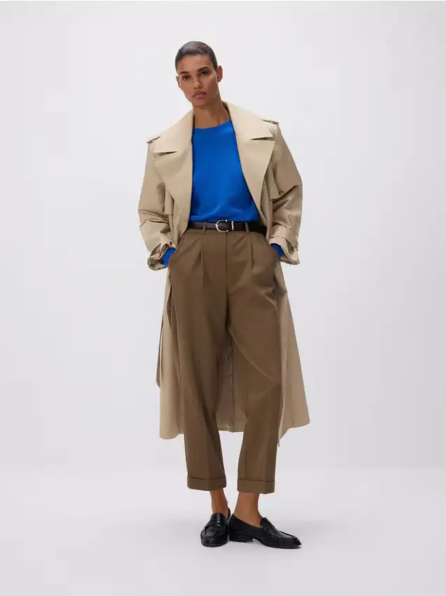 Pantaloni con cintura - verde oliva chiaro