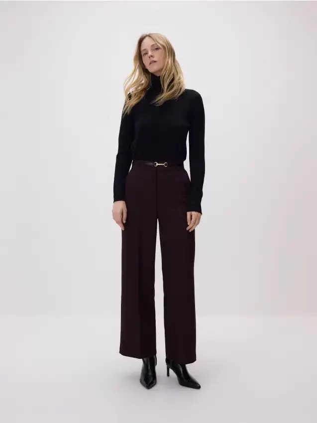 Pantaloni con cintura - viola scuro