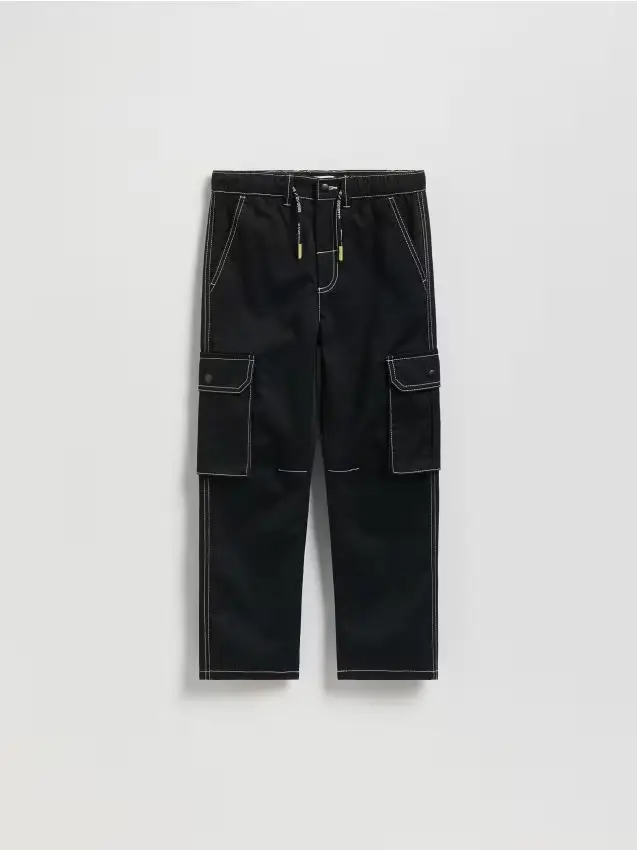 Pantaloni con cuciture a contrasto - nero