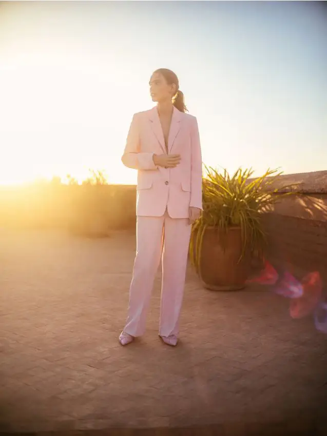 Pantaloni con piega stirata - rosa pastello