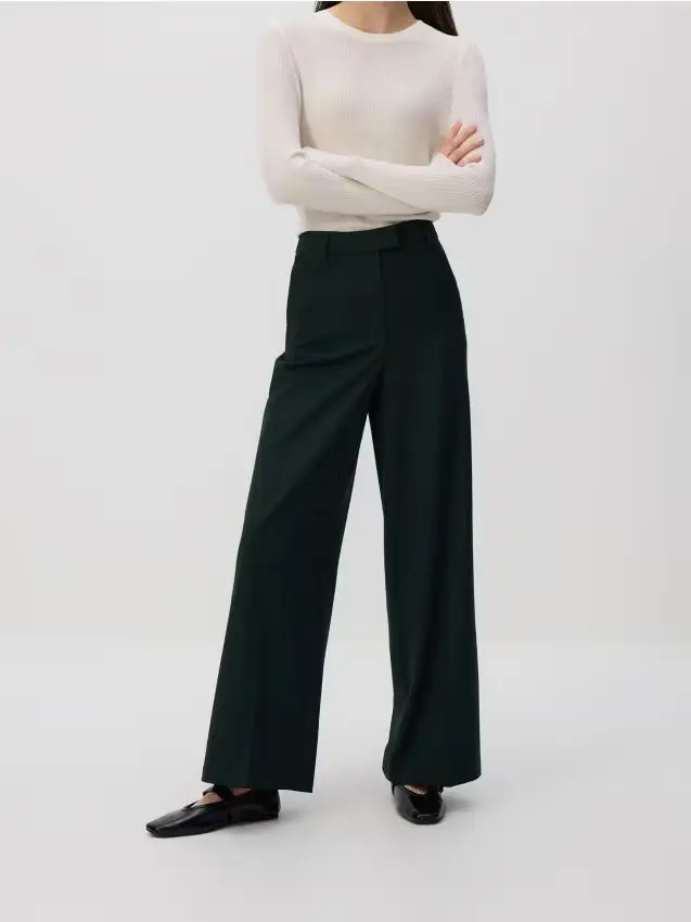 Pantaloni con piega stirata - verde petrolio