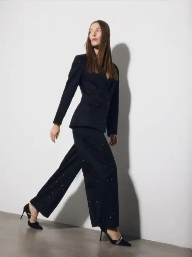 Pantaloni con strass - nero