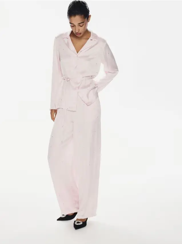 Pantaloni con strass - rosa pastello