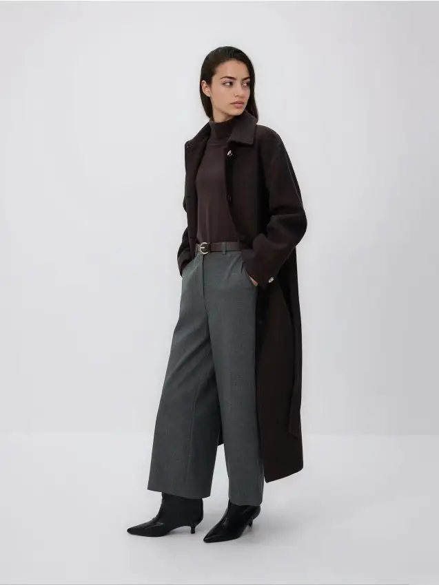 Pantaloni culotte con cintura - grigio scuro