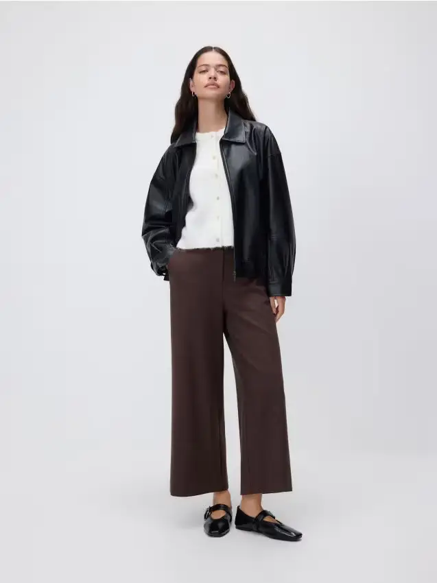 Pantaloni culotte con cintura - marrone scuro