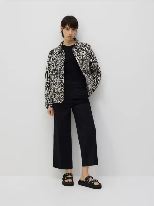 Pantaloni culotte in cotone - nero