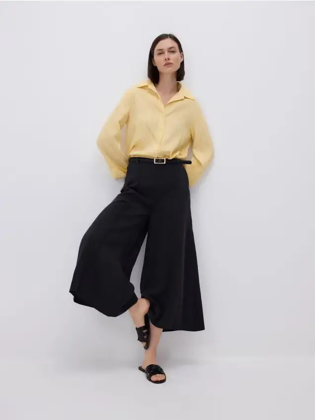 Pantaloni culotte in misto modal - nero