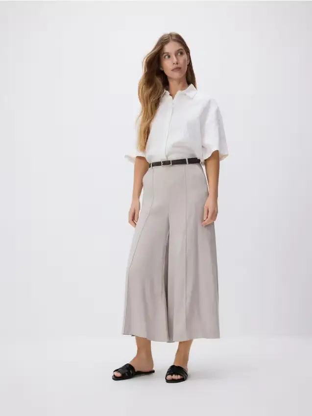 Pantaloni culotte in misto modal - talpa