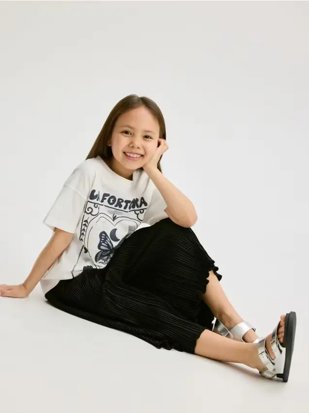 Pantaloni culotte plissettati - nero