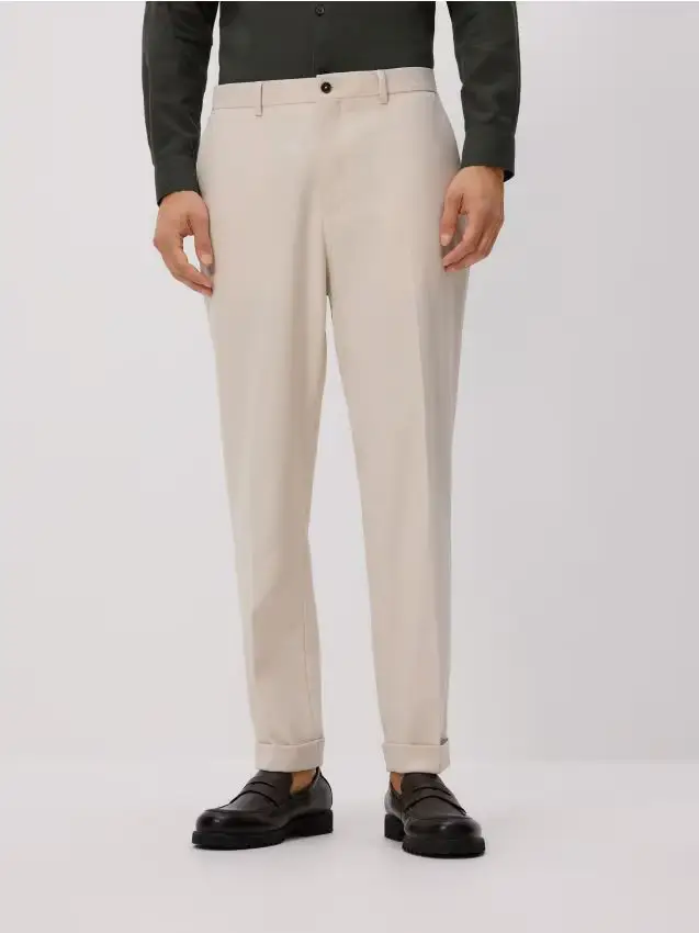 Pantaloni da abito in viscosa - beige