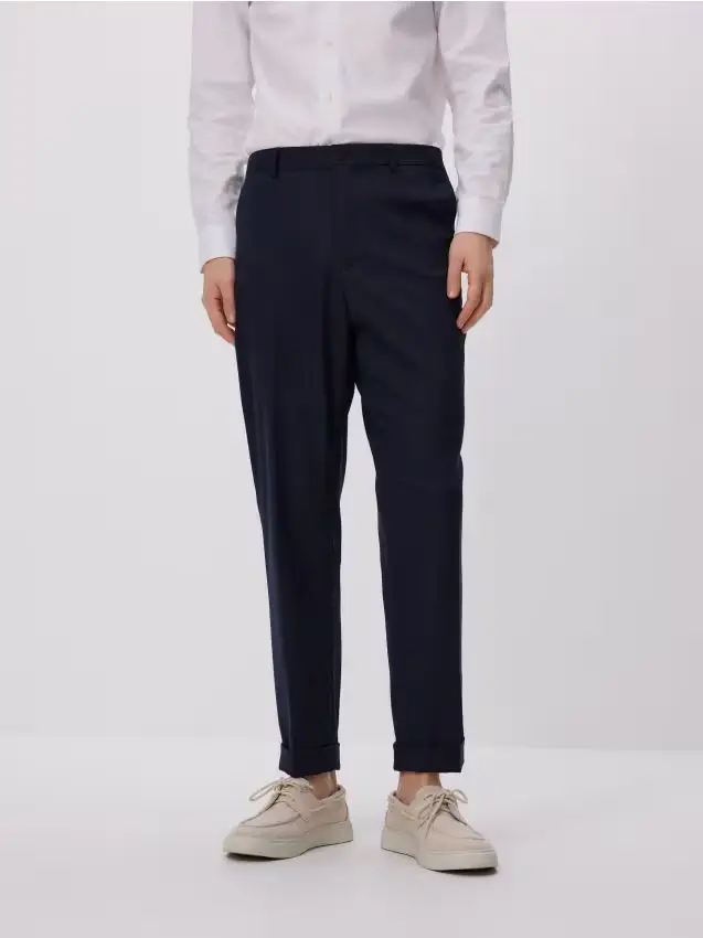 Pantaloni da abito in viscosa - blu scuro