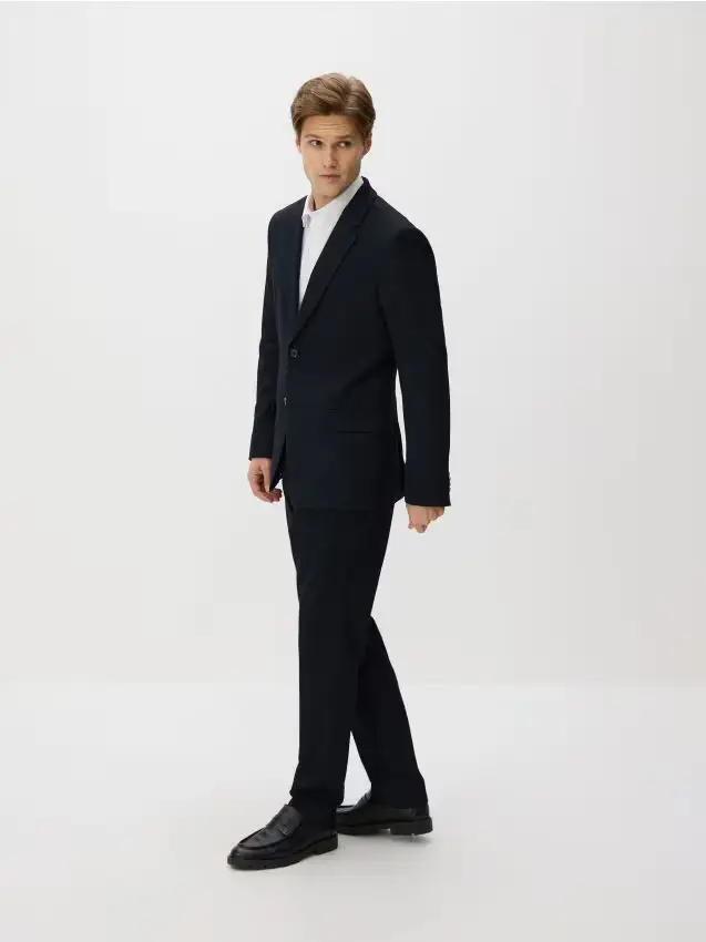 Pantaloni da abito in viscosa - blu scuro