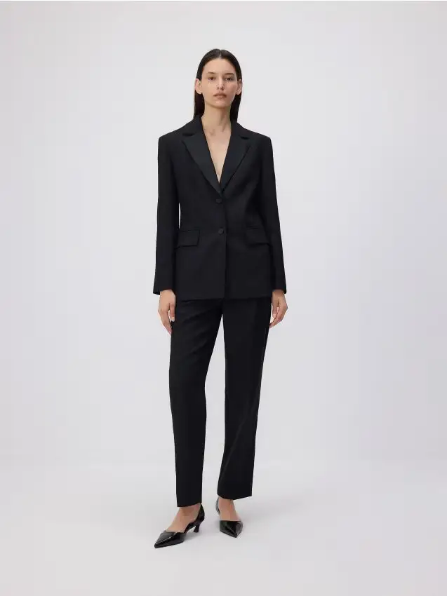 Pantaloni da completo in misto lana - nero