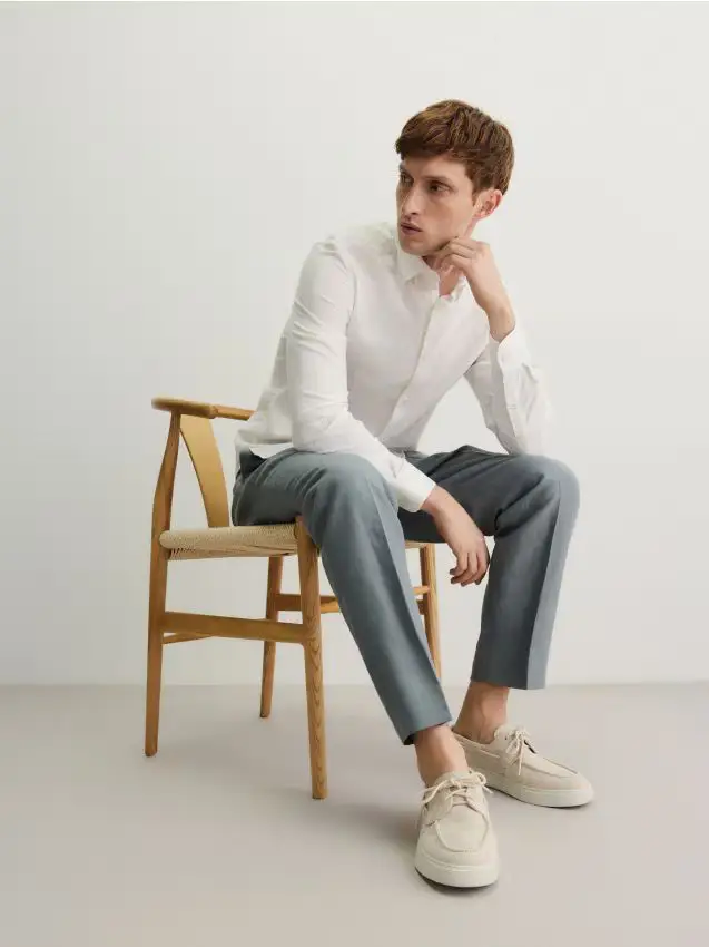 Pantaloni da completo in misto lino - verde polveroso