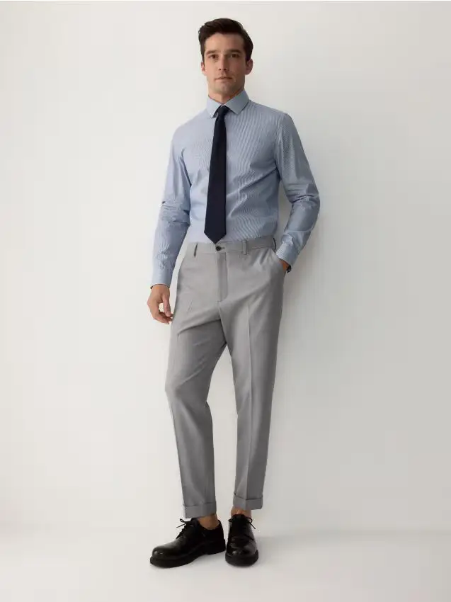 Pantaloni da completo in misto viscosa - grigio chiaro