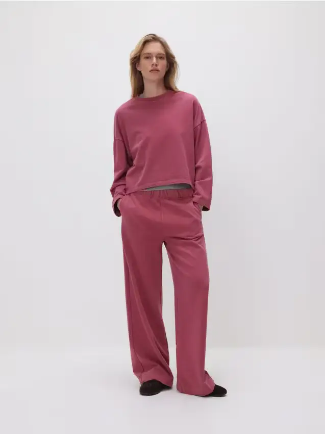 Pantaloni da tuta in misto cotone - malva