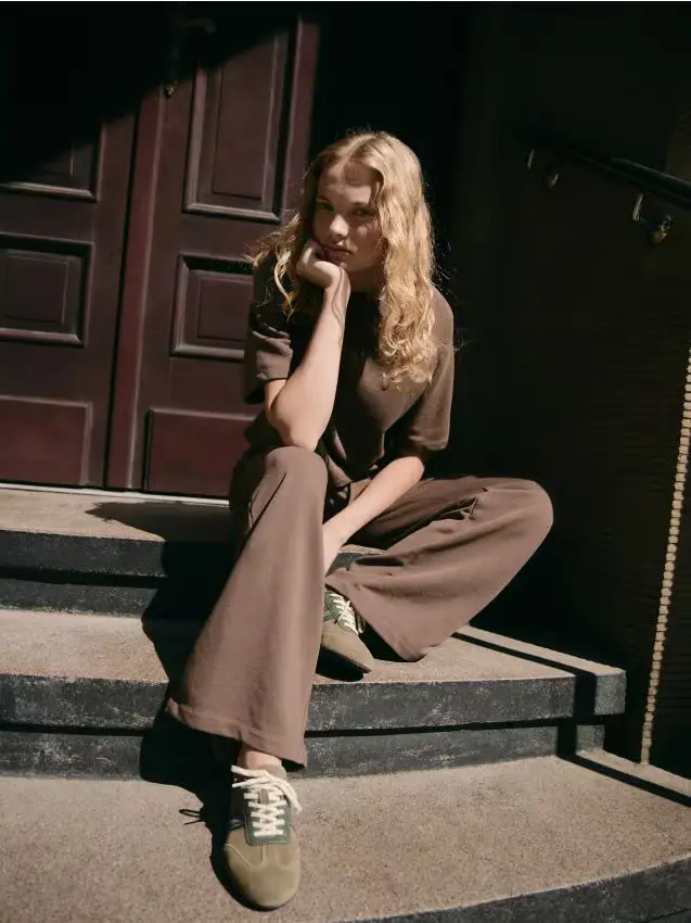 Pantaloni della tuta in cotone - caffè