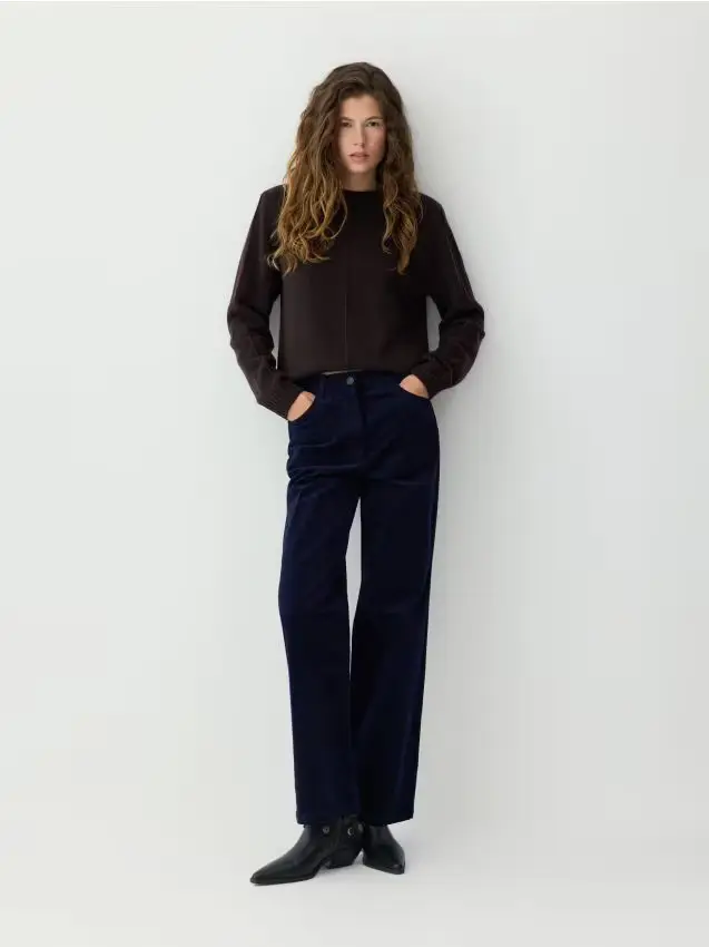 Pantaloni di velluto a coste - blu scuro