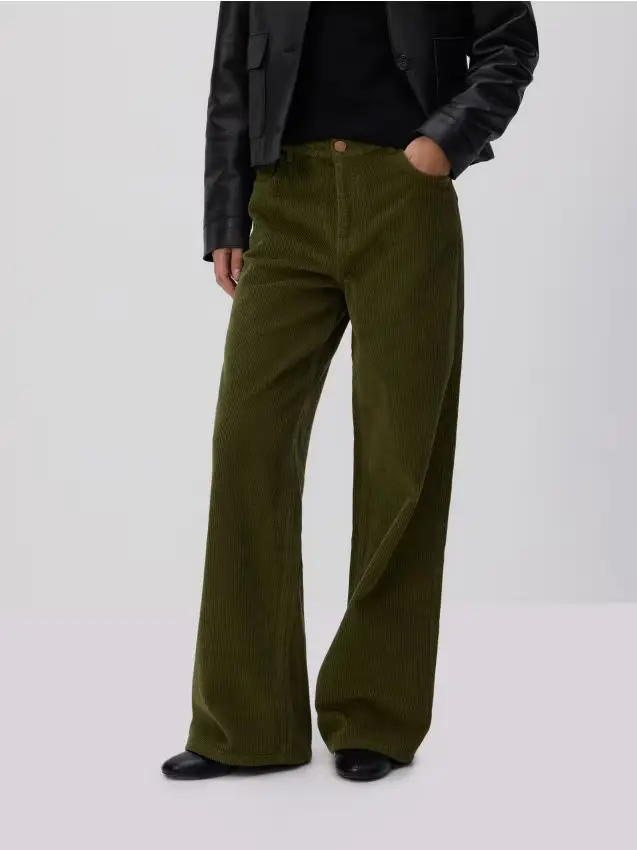 Pantaloni di velluto a coste - verde-giallo